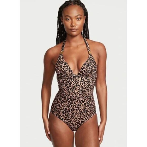 Victoria's Secret One Piece Bathing Suit Womens Medium Leopard Animal Print - Picture 2 of 8
